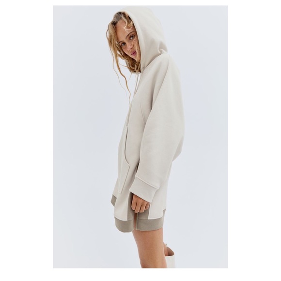 H&M Conscious Collection Taupe Oversized sweatshirt long Hoodie Dress - Picture 5 of 16